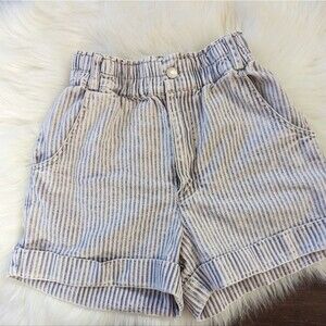 BDG Urban Outfitters Light Blue Pink Striped High Waist Paperbag Shorts XS
